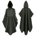 thumbnail image 4 of DuoJiaJ Adults Hooded Cape, Stand Collar Punk Style Cloak Green Sizes S-L, 4 of 7