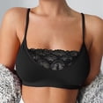 thumbnail image 2 of ZNQHFRE Women’s Solid‑Color Lace Camisole Bralette, Adjustable Thin Straps Everyday Comfort Bra Black L, 2 of 4