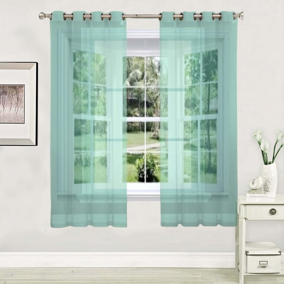 Gorgeous Home Linen Modern Silver Grommets Sheer Curtain Sets Curtains, 55 in x 63" 2 Panels