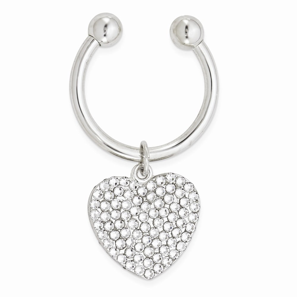 AA Jewels Solid Heart Swarovski CZ Cubic Zirconia Crystal Key Ring 4.