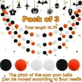 thumbnail image 2 of TETOU 3 Pack Pom Pom Orange Black White Halloween Garland,Ornament String Banner Felt Ball Garland Halloween Thanksgiving Party Decor, 2 of 6