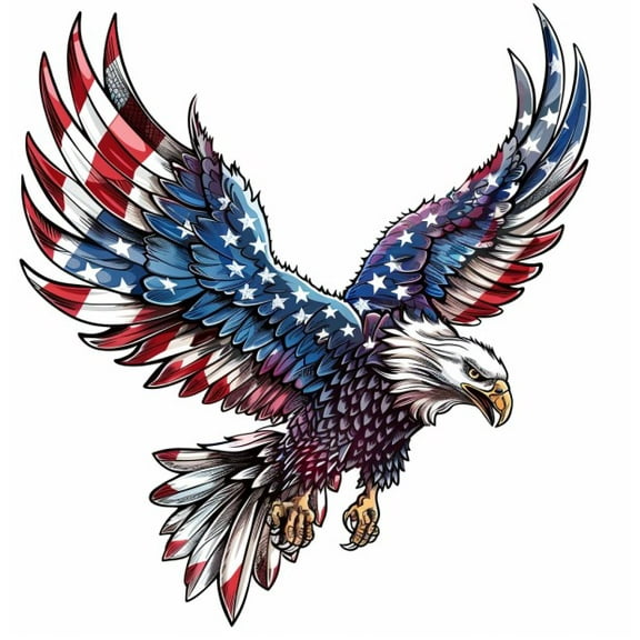 American Eagle Car Sticker with Flag, Patriotic USA Decal, Eagle with American Flag Vinyl Sticker for Cars, Trucks, Laptops, and More. USA Pride and Freedom Inspired Design, Durable, Weatherproof