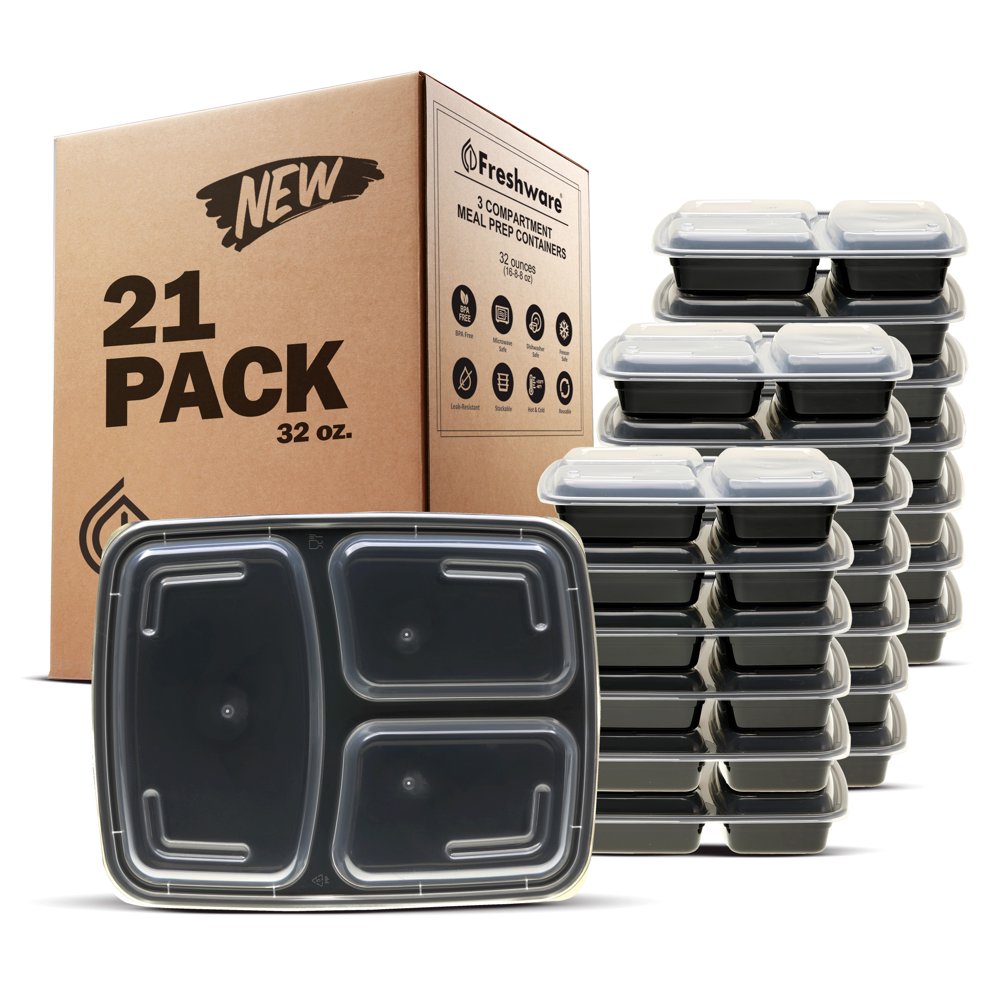 Freshware Meal Prep Containers, Bento Box, Plastic Containers, Food