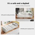 thumbnail image 2 of Convertible Futon Sofa Bed, Modern Linen Upholstered Loveseat Couch with Adjustable Back and 2 Soft Pillows Folding Futon Sofa Bed for with Metal Legs Recliner Couch for Compact Living Room, White, 2 of 7