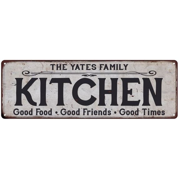 THE YATES FAMILY KITCHEN Chic Metal Sign 6x18 106180039492