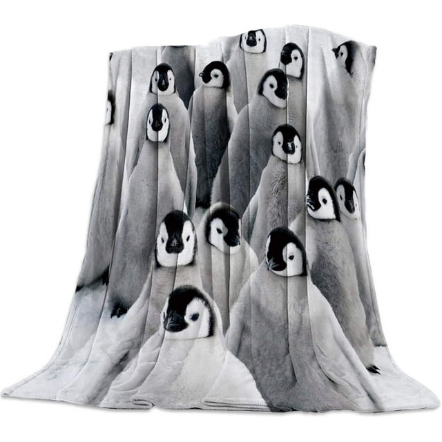 LHSHID Penguin Throw Blanket Warm Fuzzy Plush Bed Blanket Fleece Flannel Blanket Cute Penguins Family Fun Art Lightweight Blanket Throw for Sofa Bed Couch 30"x40"
