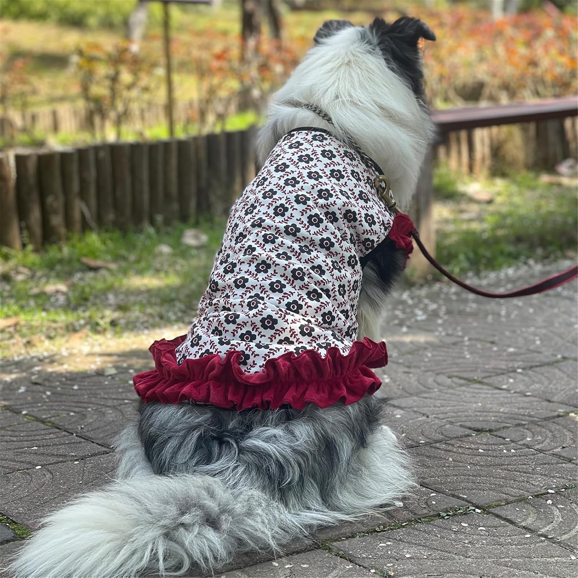 UOSIA Large Dog Dresses Clothes Girl Floral Princess Lace Tutu Dress Pet Pullover Vest Outfits for Wedding Birthday