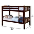 thumbnail image 5 of Slatted Twin Over Twin Bunk Bed with Attached Ladder Espresso Brown - Saltoro Sherpi, 5 of 5