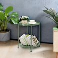 thumbnail image 5 of 2 Tier Green Side Table, Folding Round Metal End Table Small Nightstand Accent Table with Two Removable Tray for Bedroom Living Room Bedside Small Spaces Dark Green, 5 of 21
