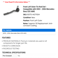 thumbnail image 2 of Front Left Outer Tie Rod End - Compatible with 2003 - 2006 Mercedes-Benz E55 AMG 2004 2005, 2 of 2