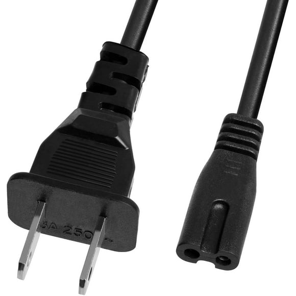2-Slot to Standard Power Cord (5 Feet / 1.5 Meters), ETL Listed 2 Prong Figure 8 Power Cord / PA-14, Dual Pin