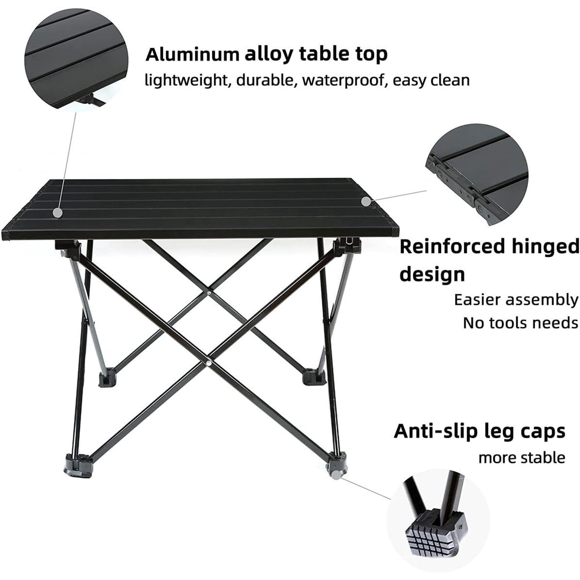 Portable Camping Table Ultralight Aluminum Camp Table with Storage Bag Folding Beach Table for Camping Hiking Backpacking Outdoor Picnic