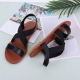 thumbnail image 4 of Sandalias planas con correa elástica en el tobillo sandalias de vestir con punta abierta informales para mujer, 4 of 9