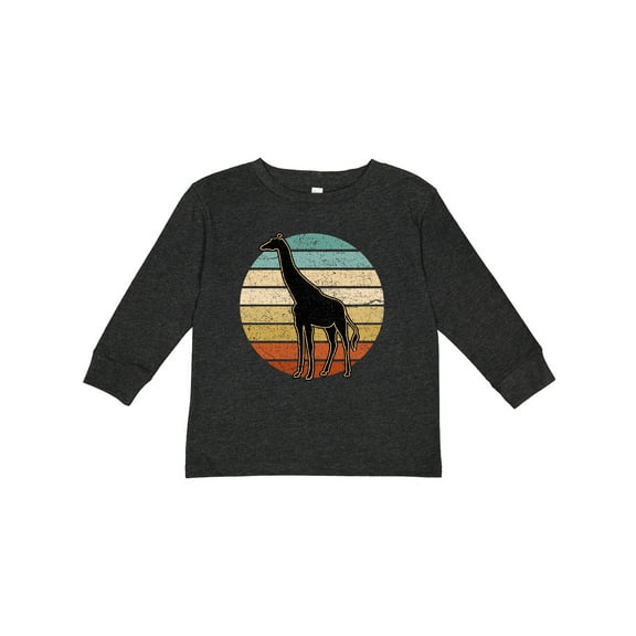 Inktastic Giraffe African Animal Retro Sunset Boys or Girls Long Sleeve Toddler T-Shirt