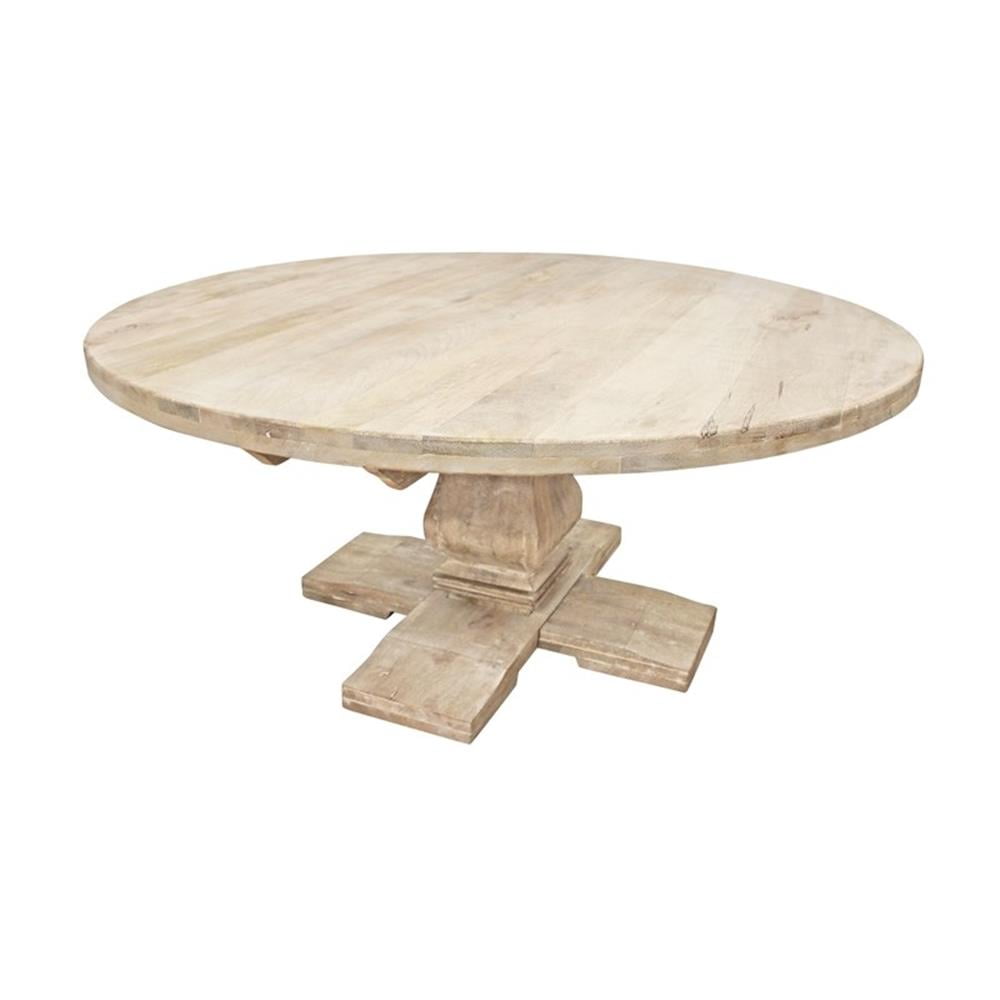 MOTI Furniture Benedict 70" Round Pedestal Dining Table, White