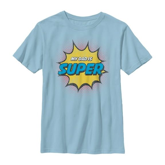 Boy's Lost Gods Father's Day Retro Comic Super Dad Graphic Tee Light Blue X Large