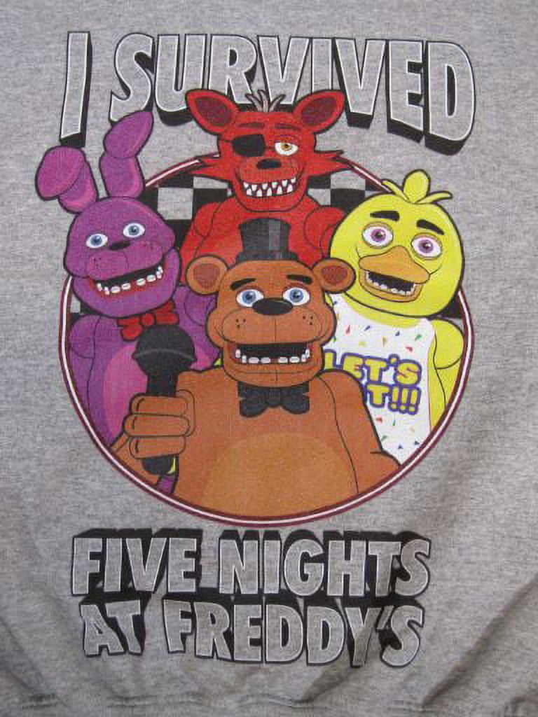 Five Nights at Freddy's I Survived Boy's Athletic Heather Long Sleeve Shirt-Large