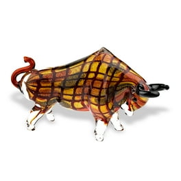 9 Multicolor Large Bull Art Glass 9 Multicolor Large Bull Art Glass
