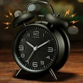 thumbnail image 2 of RV Reloj despertador de doble campana de 4 pulgadas para personas que duermen mucho, retroiluminación, reloj despertador antiguo que funciona con pilas para dormitorios (negro) Sailing Electrónica, 2 of 5
