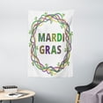 thumbnail image 1 of Mardi Gras Tapestry, Vivid Beads Circular Frame with Lettering Traditional Patterns Print, Wall Hanging for Bedroom Living Room Dorm Decor, 40W X 60L Inches, Purple Green Yellow, by Ambesonne, 1 of 2