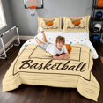thumbnail image 3 of Manfei Basketball Queen Comforter Set, Sports Comforter Sets Queen, Warm Beige Orange, Polka Dots Reversible 3 Pieces 1 Comforter and 2 Pillowcases, 3 of 6