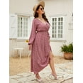 thumbnail image 6 of Women Long Long Sleeve Wrap V Neck Floral Printed Long Maxi Dress Plus Size, 6 of 8