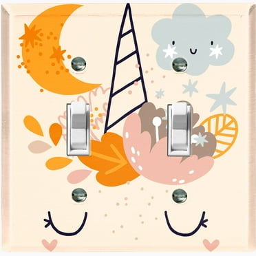 Metal Light Switch Plate Cover Magical Orange Rainbow Unicorn UNI010
