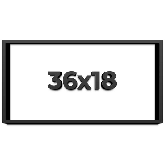 36x18 Shadow Box Frame Black | 1 inches Deep Real Wood Contemporary Shadowbox Display Frame | UV