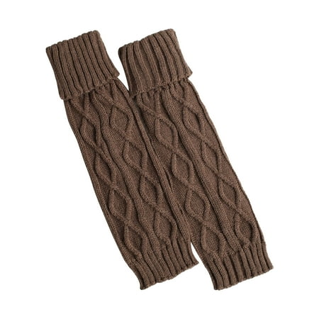 

1pair Ribbed Knitted Girl For Women Daily Solid Under Knee Party Leg Warmer Soft