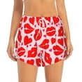 thumbnail image 2 of Yiaed Lips Kiss Print Women's Running Shorts with Liner 3 Zipper Pockets Elastic Workout Athletic Gym Yoga Shorts-Small, 2 of 7