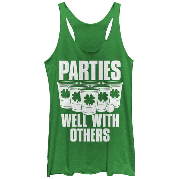 Women's Lost Gods Parties Well With Others Pong  Racerback Tank Top Envy Green Large
