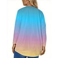thumbnail image 4 of Abcomgle Womens Plus Size Summer Tops 4x-5x Trendy Long Sleeve Tee Shirt Tops Gradient Print Crew Neck T Shirts Large Casual Tunics Blouses,5XL, 4 of 5