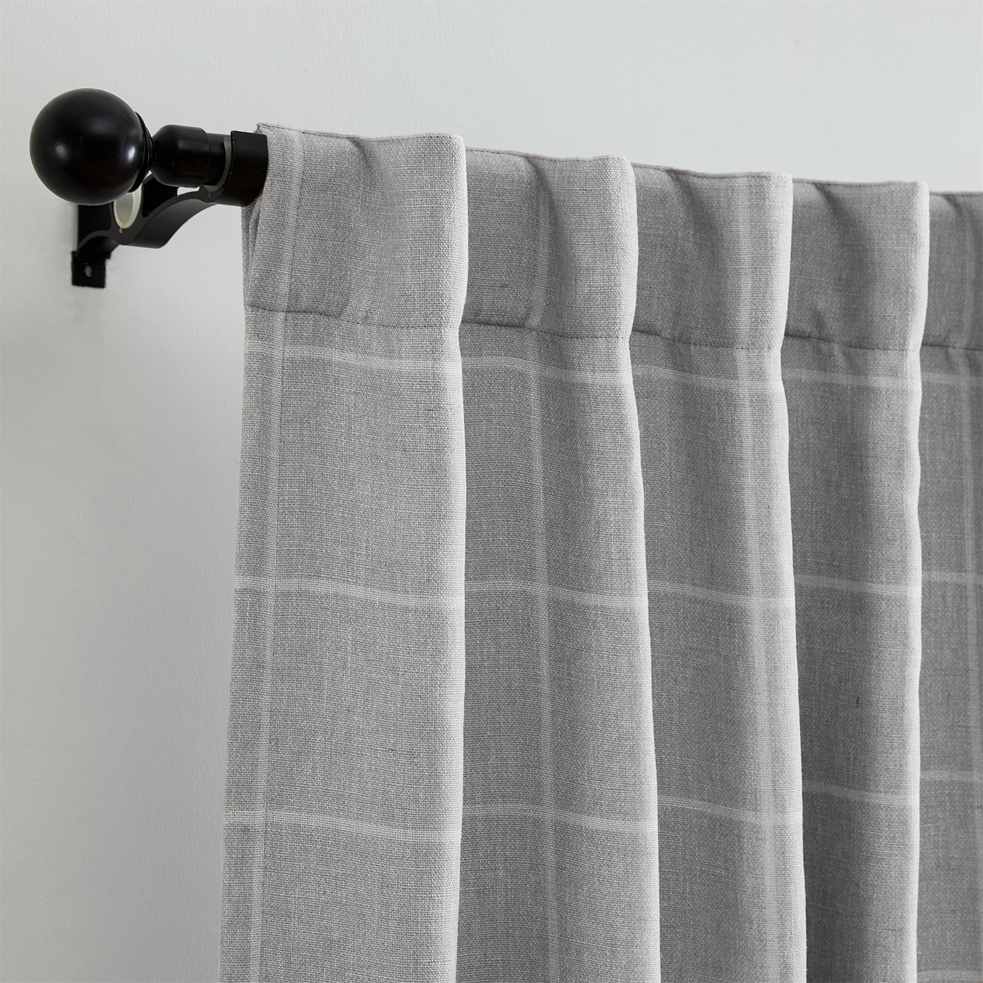 Elrene Home Fashions Sawyer Windowpane Plaid Blackout Window Curtain, Gray, 52" x 95"