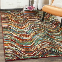 SAFAVIEH Aruba Ida Geometric Waves Area Rug, Multi, 6'7" x 6'7" Square