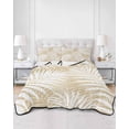 thumbnail image 2 of Quilts Twin Size Bedding Set, Beige Palm Leaf Lightweight Quilted Comforter, Summer Coastal Botanical Tropical Soft Reversible Bedspread Coverlet with Pillow Covers for All Season, 68" x 86", 2 of 7