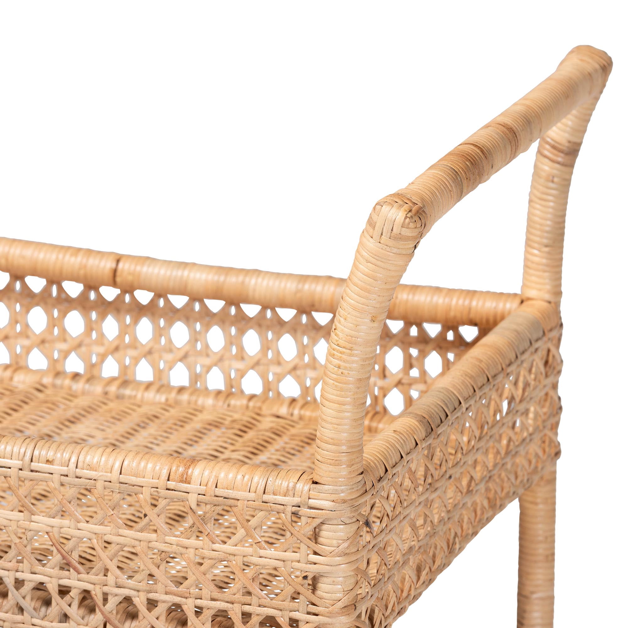 bali & pari Alaina Boho Kitchen Cart, 2-Tier, Natural Rattan