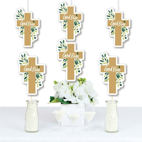 Big Dot of Happiness Elegant Cross - Decorations DIY Religious Party Essentials - Set of 20