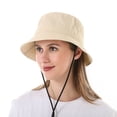 thumbnail image 4 of Bucket Hat Solid Color Unisex Reversible Fishing Hat Beach Cap with Lanyard, 4 of 10