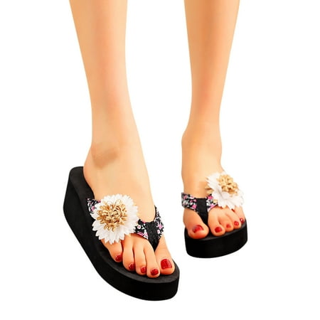 

Cathalem Flip Flops Women Size 9 Leather Shoes Slippers Causal Wedges Ladies Bohemian Beach For Women Womens Flip Flops 9 Black 7
