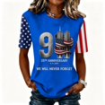 thumbnail image 2 of Domzest 9/11 25th Anniversary Shirt for Women Never Forget Patriotic T-Shirt Short Sleeve Crew Neck USA Flag Graphic Tee Blue XL, 2 of 6