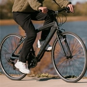 Hyper Bicycles 700c Mens Spin Fit Hybrid Bike, Adults Ages 14+, Black/Blue