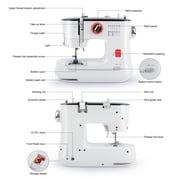 BCOOSS Sewing Machine for Beginners Electric Portable 12 Built-in Stitches with Extension Table