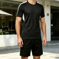 thumbnail image 4 of Miqool Big and Tall Men's Activewear Short Sleeve Crewneck Tee and Shorts Set Summer Outfit Casual Athletic Sports Tracksuit, 4 of 8