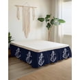 thumbnail image 2 of Nautical Anchor Bed Skirt Queen Size 16" Drop Knot Coastal Dark Blue Ruffled Wrap Around Bed Skirts Adjustable Elastic Bedskirt Dust Ruffle for Queen Size Bed, 2 of 7