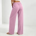 thumbnail image 5 of KIHOUT Women's Wide Leg Pants Drawstring Elastic Waist Loose Fit Casual Trousers with Side Pockets Lightweight Beach Vacation Pants for Summer, 5 of 9
