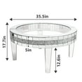 thumbnail image 2 of 35.5'' Round Glass Top Coffee Table with Crystal Inlay Modern Round Coffee Table Silver Accent Table for Living Room Decor, 2 of 9