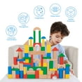 thumbnail image 4 of TOOKYLAND 100 Pieces Wooden Building Blocks, Shape Sorting Stacking Toy for Kids with Storage Bucket, Montessori Toys for 1 2 3 Year Old Girls Boys, 4 of 15
