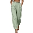 thumbnail image 2 of GUACER Womens High-Waisted Pleated Trousers with Pockets Belt Loop Detail - Classic Straight-Leg Pants for Office & Casual Wear, 2 of 7