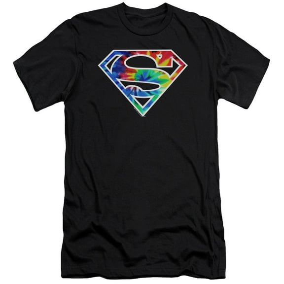 Superman Superman Tie Dye Logo Premium Adult 30/1 T-Shirt Black