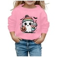 thumbnail image 1 of HNMKIU Chandail en Molleton de Mode pour Filles, Imprimé Mignon d'Halloween, Col Rond, Manches Longues, Chandail Décontracté pour Enfants Rose, 2-3 Ans, 1 of 4